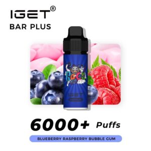 iGET Bar Plus Blueberry Raspberry Bubblegum 6000 Puffs rechargeable disposable vape pod