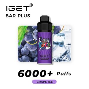 • iGET Bar Plus Grape Ice 6000 Puffs rechargeable disposable vape pod