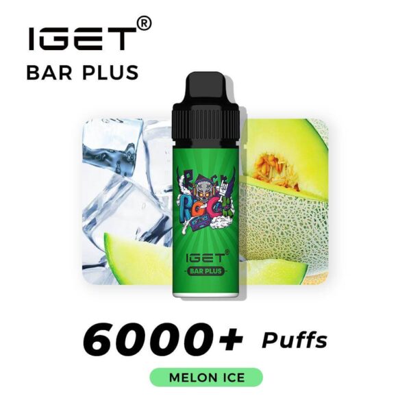 iGET Bar Plus Melon Ice 6000 Puffs sweet honeydew rich cantaloupe crisp menthol ice vape pod