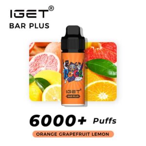 iGET Bar Plus Orange Grapefruit Lemon 6000 Puffs tangy citrus rechargeable vape pod