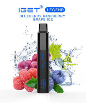 iGET Legend 4000 Puffs Blueberry Raspberry Grape Ice premium triple-berry disposable vape
