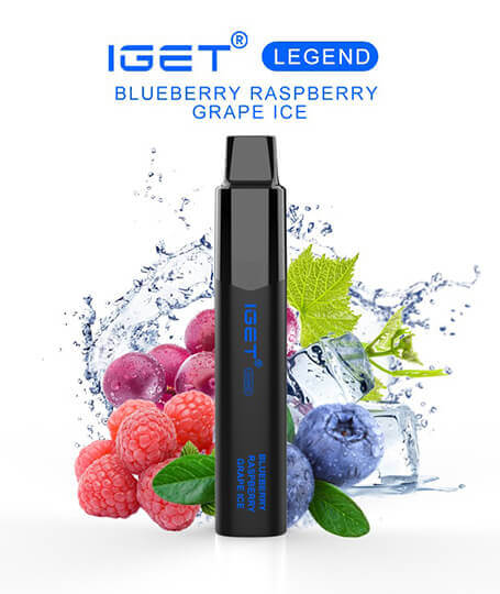 iGET Legend 4000 Puffs Blueberry Raspberry Grape Ice premium triple-berry disposable vape