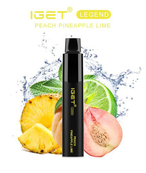 iGET Legend 4000 Puffs Peach Pineapple Lime draw-activated disposable vape device carton