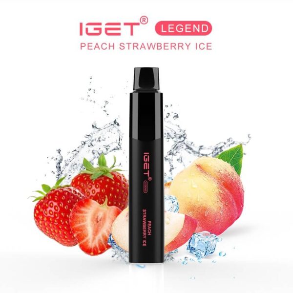 iGET Legend 4000 Puffs Peach Strawberry Ice premium disposable vape device